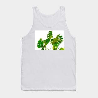 Monstera  green leaves and stems in casual fashion selective isolated on white background. Tank Top